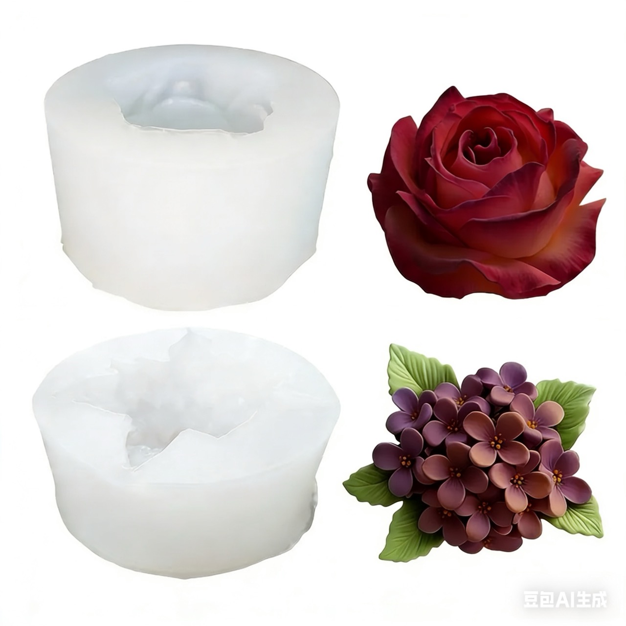 2-Piece 3D Rose and Lilac Sili - Soap Making Recipes บทวิจารณ์และราคา