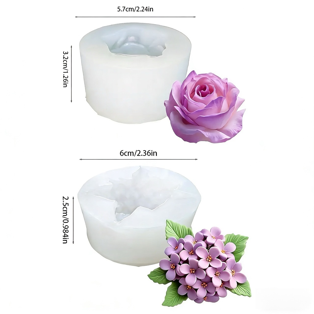 2-Piece 3D Rose and Lilac Sili - Soap Making Recipes บทวิจารณ์และราคา